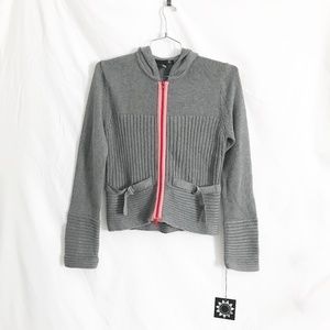 Full zip knitted sweater with hoodie